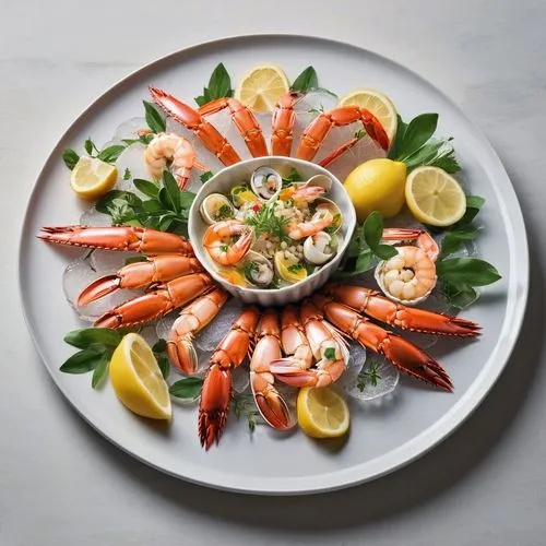 seafood platter,seafood in sour sauce,shrimp salad,freshwater prawns,pilselv shrimp,langoustine,Photography,Documentary Photography,Documentary Photography 04