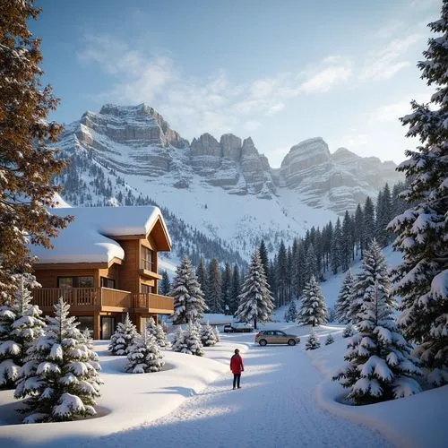 dolomites,christmas landscape,alpine village,house in the mountains,snowy landscape,mountain hut,house in mountains,the cabin in the mountains,avoriaz,mountain huts,snow landscape,south tyrol,the dolomites lucane,winter landscape,santa's village,winter village,winter background,chalet,ski resort,winter house