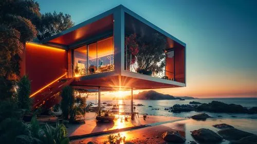 sun sunrise,cubic house,cube house,house by the water,dunes house,cube stilt houses,modern architecture,dreamhouse,beach house,mirror house,electrohome,tropical house,modern house,beachhouse,futuristi