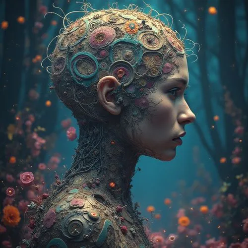 fathom,transhuman,automaton,coomber,mystical portrait of a girl,naiad