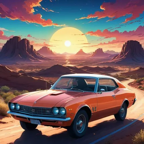 3d car wallpaper,car wallpapers,desert,opala,deserticola,retro car,Illustration,Japanese style,Japanese Style 03