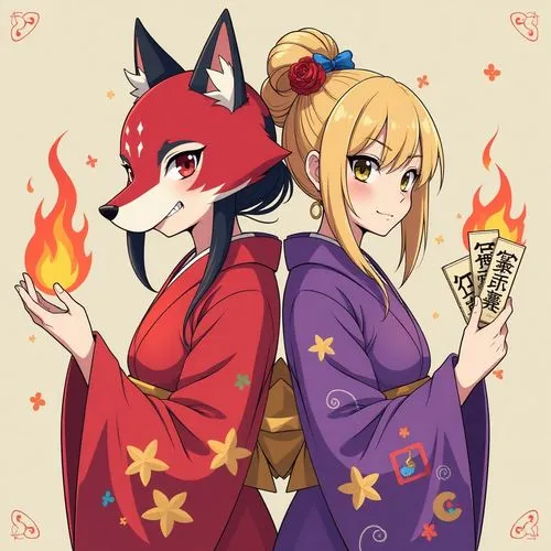 kitsune,kimonos,matsuri,yukata,yoshiwara,ibaraki,Illustration,Children,Children 03