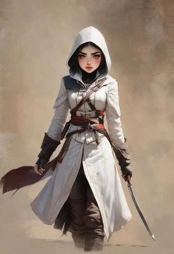 female warrior,assassin,swordswoman,warrior woman,katana,seregil,Digital Art,Impressionism