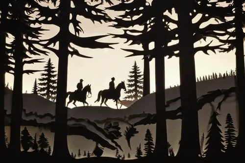 cowboy silhouettes,animal silhouettes,deer silhouette,halloween silhouettes,silhouettes,forest workers,silhouette art,hunting scene,wolves,sewing silhouettes,forest animals,man and horses,crown silhouettes,two-horses,western riding,jazz silhouettes,map silhouette,horseman,horses,silhouetted,Unique,Paper Cuts,Paper Cuts 10