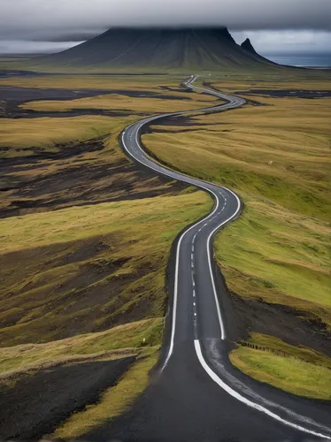 The road winding around Snaefellsness Peninsula, Iceland,winding roads,eastern iceland,winding road,road to nowhere,icelanders,long road,iceland,road of the impossible,roads,kirkjufell,open road,strai