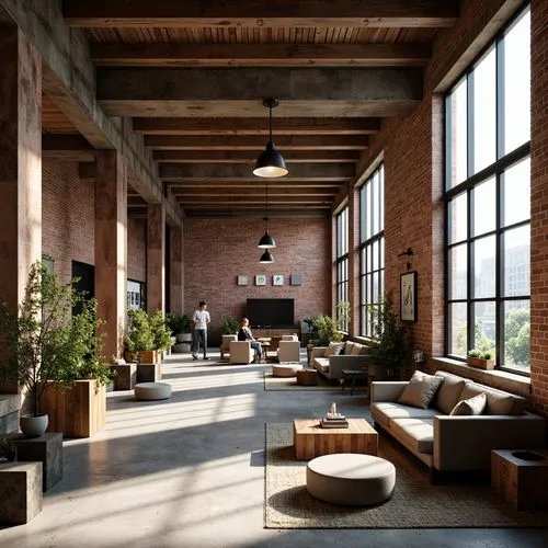 Exposed brick walls, industrial steel beams, reclaimed wooden accents, distressed concrete floors, vintage metal fixtures, eclectic decorative items, modern minimalist furniture, abundant natural ligh