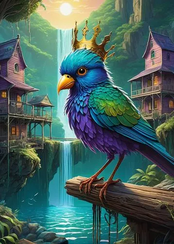 bird kingdom,bird bird kingdom,bird painting,colorful birds,blue bird,nature bird,Illustration,Children,Children 03