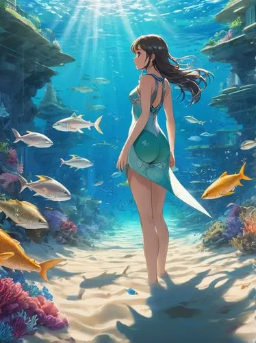 underwater background,mermaid background,under the sea,oceanica,ocean,under the water,ocean background,underwater oasis,the sea maid,under sea,aquarium,underwater world,ocean paradise,moana,exploration of the sea,underwater,oceana,amphitrite,sea ocean,water nymph,Conceptual Art,Sci-Fi,Sci-Fi 24