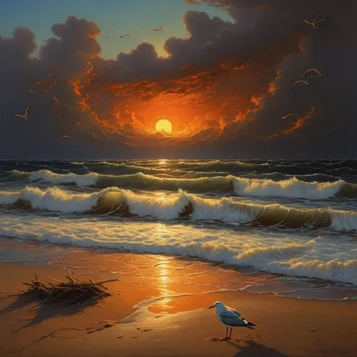 seascape,tramonto,beach landscape,sea landscape,donsky,coastal landscape,Art,Classical Oil Painting,Classical Oil Painting 16