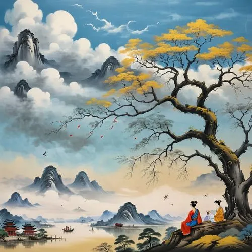 oriental painting,yiping,wenzhao,yanzhao,haiping,rongfeng,wenhao,landscape background,jianfeng,sizhao,jianying,mushroom landscape,youliang,mountain scene,jianxing,yonghao,fantasy landscape,world digital painting,qingming,yunnan,Unique,Design,Logo Design