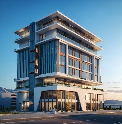 a large building sits in the middle of a road,penthouses,batumi,condominia,modern architecture,modern building,residential tower,inmobiliaria,glass facade,condos,3d rendering,escala,hoboken condos for