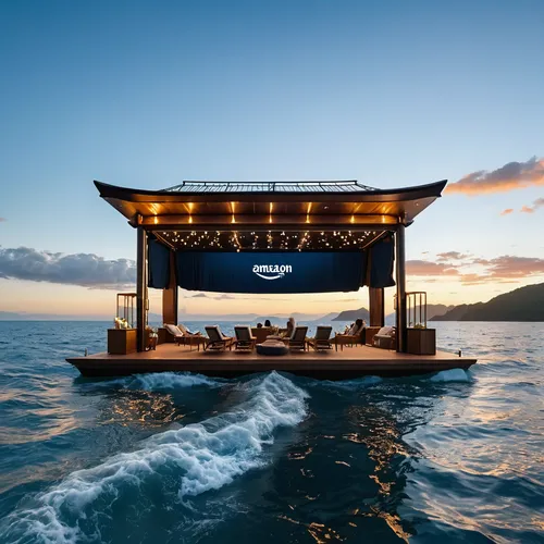 floating stage,floating restaurant,pontoon boat,beach bar,unique bar,beach restaurant,on a yacht,water bus,pontoon,boat shed,boat house,picnic boat,ferry boat,water taxi,fiji,boat dock,wheelhouse,houseboat,ferry house,boat ride,Photography,General,Realistic