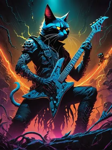 satriani,metallica,scourge,thundercat,guitar solo,thunderpuss,purgatoire,optigan,cat vector,jackal,gato,alleycat,jaggernauth,mogwai,cat warrior,blukat,guiterrez,cataclysm,vh,guitar player,Conceptual Art,Fantasy,Fantasy 02