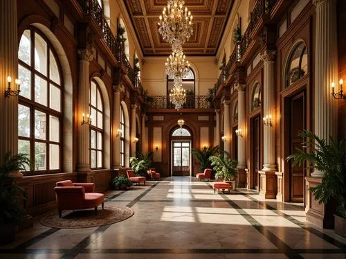 foyer,hallway,corridor,entrance hall,royal interior,emirates palace hotel,hotel hall,grand hotel europe,dolmabahce,lobby,ritzau,residenz,corridors,crown palace,nemacolin,kempinski,amanresorts,europe palace,ballroom,hotel lobby