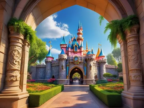 fairy tale castle,disney castle,fantasyland,sleeping beauty castle,disneyland park,fairytale castle,the disneyland resort,imagineering,cinderella's castle,disneyland,disneyfied,disney land,imagineer,fairyland,cinderella castle,eurodisney,magic kingdom,fantasy world,cartoon video game background,disneyland paris,Art,Artistic Painting,Artistic Painting 34