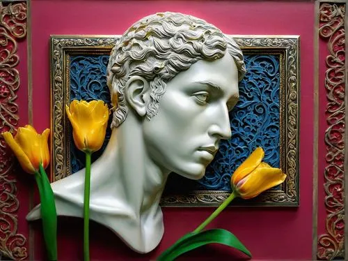 narcissus of the poets,narcissus,art deco frame,classical sculpture,decorative art,sculpture,decorative figure,sculptures,the son of lilium persicum,apollo,art deco,bronze sculpture,bernini,barberini,sculptor ed elliott,art nouveau frame,sculptor,classical antiquity,augustus,laurel wreath