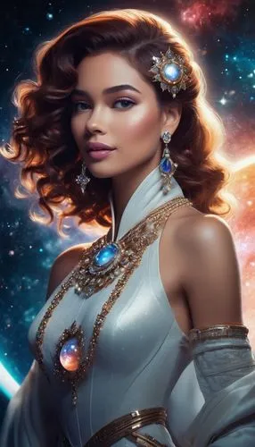 Glamour woman portrait, sophisticated styling, pearl jewelry, elegant pose, luxurious setting, portrait photography,a woman dressed in an outfit and holding her hands out,afrofuturism,delenn,inanna,ch