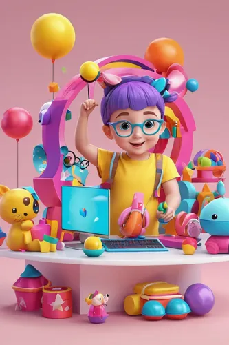 Design a colorful and vibrant website for a children's toy store. #colorful #website,baby playing with toys,cinema 4d,kids illustration,lego pastel,baby toys,3d fantasy,children's background,toys,chil