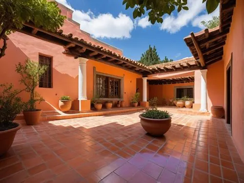 hacienda,patios,patio,terracotta tiles,spanish tile,courtyard,Photography,General,Realistic