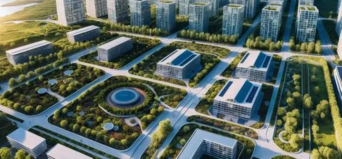 an aerial view of a large city with trees,xujiahui,zhengzhou,kunshan,zhangzhou,tongzhou,dengzhou,Photography,General,Realistic