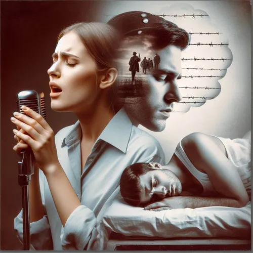 blues and jazz singer,self hypnosis,man and woman,inner voice,singer and actress,the listening,voice,eurythmics,duet,singers,vintage man and woman,photomontage,photo manipulation,psychotherapy,jazz si