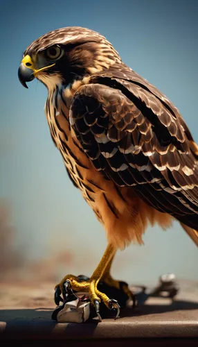 Tell a heartwarming story about a Ford employee rescuing a injured hawk near the factory.,portrait of a rock kestrel,lanner falcon,hawk animal,new zealand falcon,saker falcon,falcon,bird of prey,falco