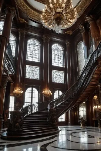 entrance hall,gringotts,staircase,winding staircase,palatial,foyer,circular staircase,threadneedle,cochere,driehaus,outside staircase,royal interior,orsay,crown palace,claridge,teylers,chambres,wanamaker,opulently,neoclassical,Conceptual Art,Sci-Fi,Sci-Fi 09