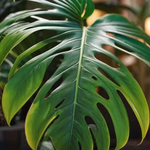 monstera plant macro shot,a green leaf with holes on it,tropical leaf pattern,philodendron,tropical leaf,monstera,zamia,calathea,Photography,General,Commercial