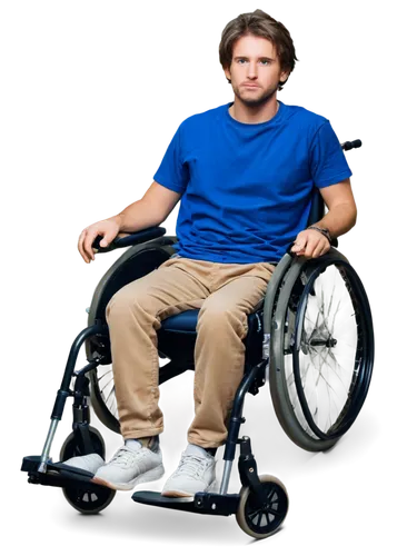 Hemiplegia patient, male, 30s, wheelchair, half-paralyzed body, serious expression, concerned eyes, messy brown hair, casual wear, worn-out sneakers, IV tube on arm, medical equipment, hospital settin