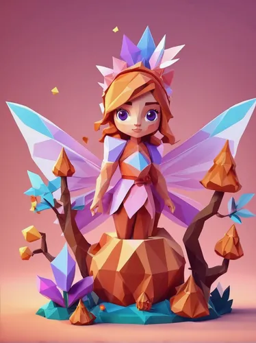 fairy stand,child fairy,fae,little girl fairy,evil fairy,rosa 'the fairy,rosa ' the fairy,fairy chimney,flower fairy,fairy,fairy queen,garden fairy,fairy galaxy,stone angel,vanessa (butterfly),low poly,angel gingerbread,faerie,summoner,fairy tale character,Unique,3D,Low Poly