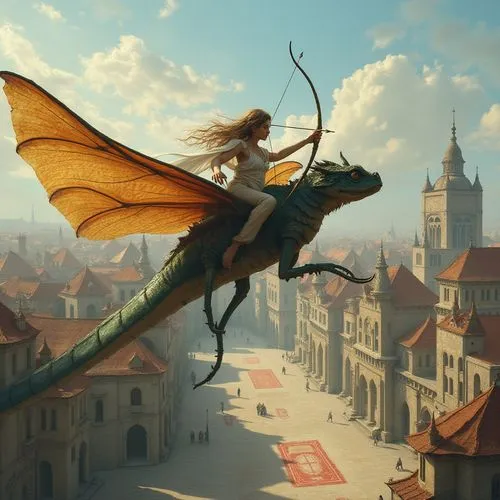 dragonja,fantasy picture,cirta,eilonwy,elves flight,flying girl