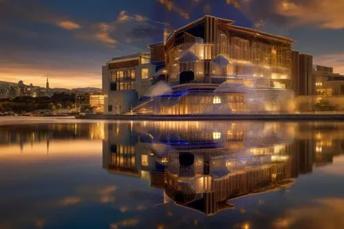 cube stilt houses,autostadt wolfsburg,water cube,house by the water,reflection in water,water reflection,mirror house,houseboat,reflections in water,waterside,futuristic art museum,ekaterinburg,water 