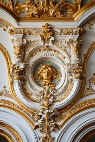 corinthian order,baroque,baldacchino,overmantel,gold stucco frame,ceiling,frescoed,ceilings,architectural detail,plasterwork,rococo,ciborium,proscenium,cupola,ornamentation,dome roof,ornate,sspx,the ceiling,mouldings,Illustration,Realistic Fantasy,Realistic Fantasy 04