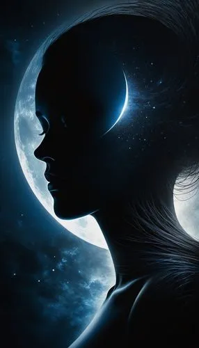 selene,moonshadow,woman silhouette,moonchild,queen of the night,moonbeams,Conceptual Art,Daily,Daily 32