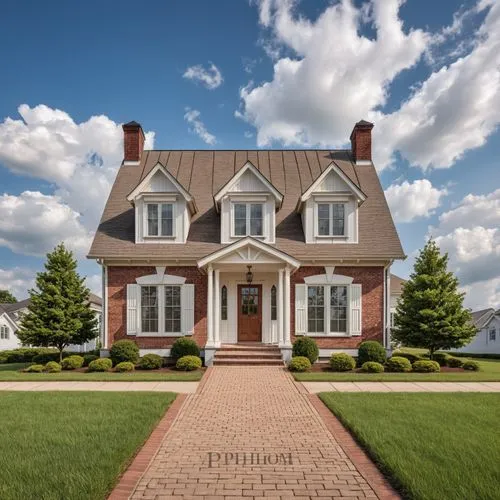 an elegantly bricked home with a beautiful white door,hovnanian,new england style house,house purchase,fairholme,brick house,country estate,Photography,General,Realistic