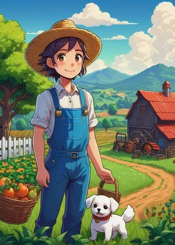 farm girl,farmer,farm background,farming,girl in overalls,farm set,farm pack,farm,agricultural,countrygirl,farmer in the woods,heidi country,agriculture,farms,overalls,farmers,farm landscape,aggriculture,farmworker,the farm,Illustration,Japanese style,Japanese Style 13