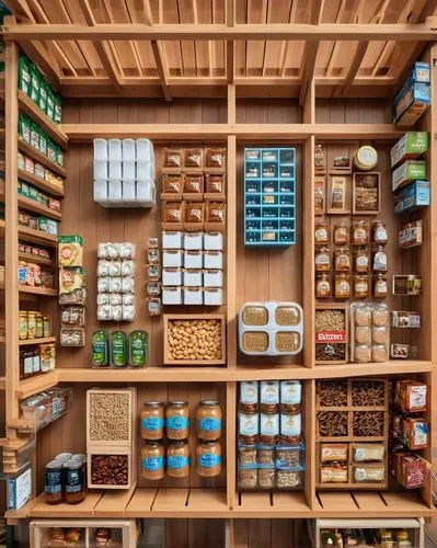 pantry,apothecary,spice rack,food storage,storage cabinet,kitchen shop,shelving,spices,shelves,spice market,food storage containers,colored spices,compartments,pharmacy,soap shop,cupboard,herbs and spices,preserved food,organization,spice souk,Photography,General,Realistic