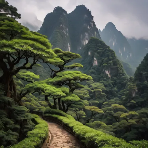 huangshan mountains,huangshan maofeng,green forest,japan landscape,mountainous landscape,hiking path,japanese mountains,green landscape,tropical and subtropical coniferous forests,mountain landscape,taiwan,vietnam,nature landscape,the mystical path,south korea,guizhou,yunnan,forest landscape,fantasy landscape,mount scenery,Photography,General,Natural