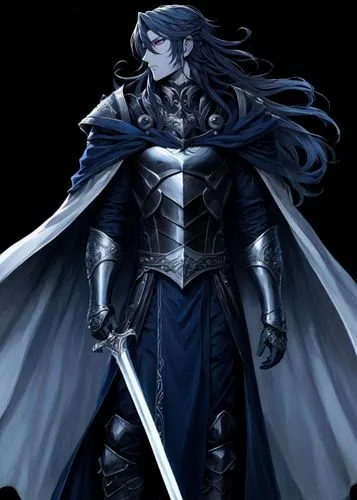 Dark Knight,Spirithost,DnD,Character,Male,long black hair