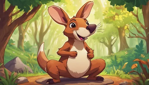 Write a funny story about a clumsy kangaroo that gets into all sorts of misadventures.,hare trail,long-eared,jack rabbit,peter rabbit,wallaby,springtime background,wood rabbit,brown rabbit,long eared,