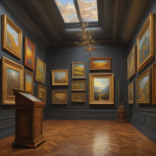 art gallery,gallery,paintings,danish room,universal exhibition of paris,art museum,art dealer,meticulous painting,louvre,wade rooms,fineart,art world,great gallery,vincent van gogh,post impressionist,louvre museum,great room,light of art,post impressionism,fine art,Illustration,Realistic Fantasy,Realistic Fantasy 03