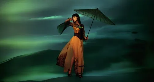 An amazing japanese young woman  with red lips and green eyes,woman in field of flowers painting with artistic lighting,anna may wong,rem in arabian nights,saawariya,xxxholic,art deco woman,wuxia,Illu