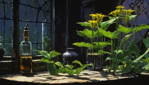 rudbeckia nidita,still life of spring,rudbeckia nitida,rudbeckia fulgida,silphium perfoliatum,helianthus tuberosus,sunflowers in vase,helianthus occidentalis,summer still-life,perennial sowthistle,apothecary,rudbeckia,still-life,lemon beebalm,still life,helianthus annuus,nicotiana glauca,tanacetum balsamita,calendula suffruticosa,calendula officinalis,Illustration,Realistic Fantasy,Realistic Fantasy 06