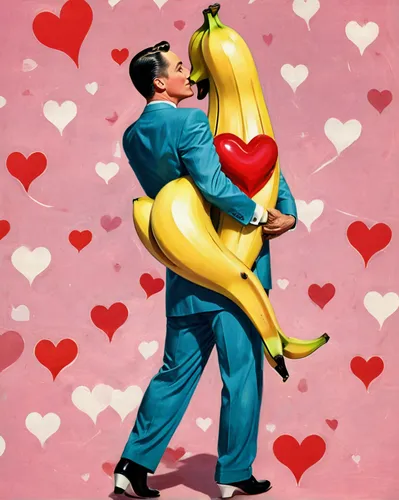 valentine day's pin up,st valentin,saint valentine's day,valentine pin up,valentine's day clip art,superfruit,valentine balloons,valentine's day,french valentine,love bird,banana,love in air,banana peel,couple in love,fruit-of-the-passion,bananas,valentine day,valentine's,happy valentines day,heart balloons,Illustration,Retro,Retro 12