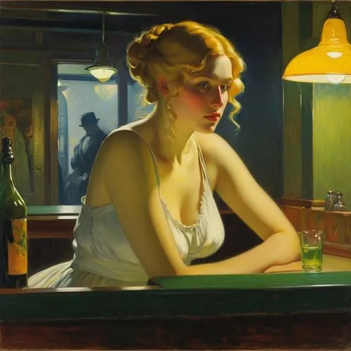 hopper,vettriano,whitmore,woman at cafe,barmaid,currin,hildebrandt,nighthawks,bartender,mcnaughton,brubaker,horst,mignot,cornwell,rathmann,absinthe,jopling,woman drinking coffee,mortenson,colsaerts,Art,Classical Oil Painting,Classical Oil Painting 20