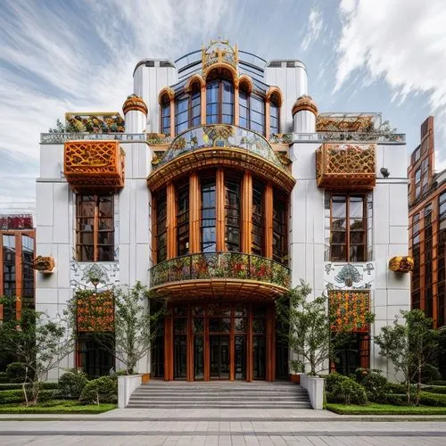 dragon palace hotel,iranian architecture,art nouveau,beverly hills hotel,art nouveau design,persian architecture,casa fuster hotel,crown palace,chinese architecture,asian architecture,beverly hills,mansion,luxury hotel,luxury property,architectural style,jewelry（architecture）,luxury real estate,chile house,hotel w barcelona,gaudí,Architecture,Industrial Building,Eastern European Tradition,Hungarian Art Nouveau