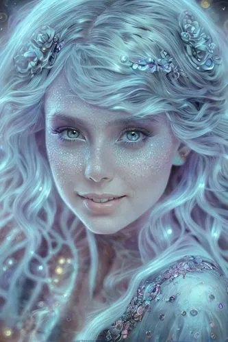 elsa,the snow queen,fantasy portrait,ice queen,white rose snow queen,faery,violet head elf,mermaid background,fantasy art,fairy galaxy,fae,ice princess,aurora,faerie,mermaid vectors,fairy queen,fairy tale character,elven,mermaid scales background,fantasy picture,Art sketch,Art sketch,Concept