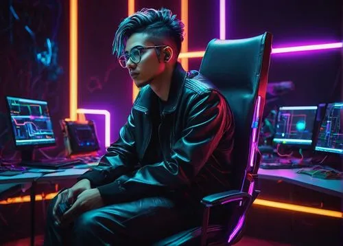 cyberpunk,cyber glasses,cyber,dj,man with a computer,neon lights,neon,neon light,neon human resources,neon coffee,coder,ten,computer freak,lan,purple background,matrix,ceo,night administrator,twitch icon,cyber crime,Photography,Fashion Photography,Fashion Photography 18