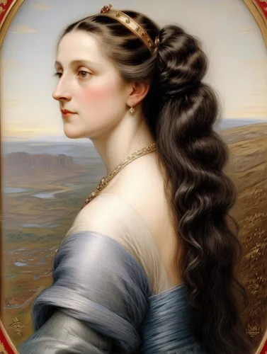 Queen’s portrait with a neutral light grey background and without framing.,portrait of a girl,portrait of a woman,perugini,scotswoman,hypatia,vintage female portrait,ariadne,lucretia,winterhalter,celt