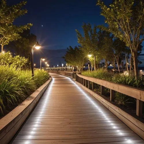 boardwalk,harborwalk,board walk,boardwalks,walkway,baywalk,wooden pier,the park at night,wooden bridge,pathway,passerelle,bayfront,harborlights,light trail,night photography,foreshore,wooden path,light trails,harbourfront,costanera,Photography,General,Realistic